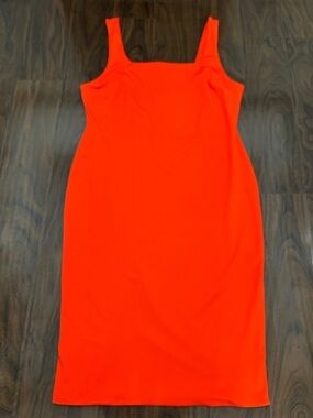 Derek Heart Orange Square-Neck Midi Sheath Dress